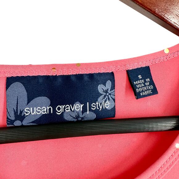 Susan Graver Style Sz Small Sparkly Pink Gold Formal Stretchy Blouse Shirt Top - Picture 2 of 7